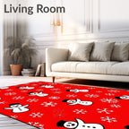 Festive Snowman Snowflake Red Rug