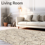Earthy Tone Abstract Swirl Vines Rug