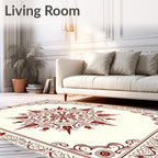 Symmetrical Starburst Bloom Border Artwork Rug