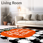 Orange Pumpkin Black Houndstooth Rug