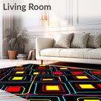 Chic Neon Squares Geometric Rug