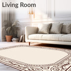Ornate Dark Brown Floral Border Rug