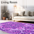 Lavender Purple Abstract Floral Mandala Rug