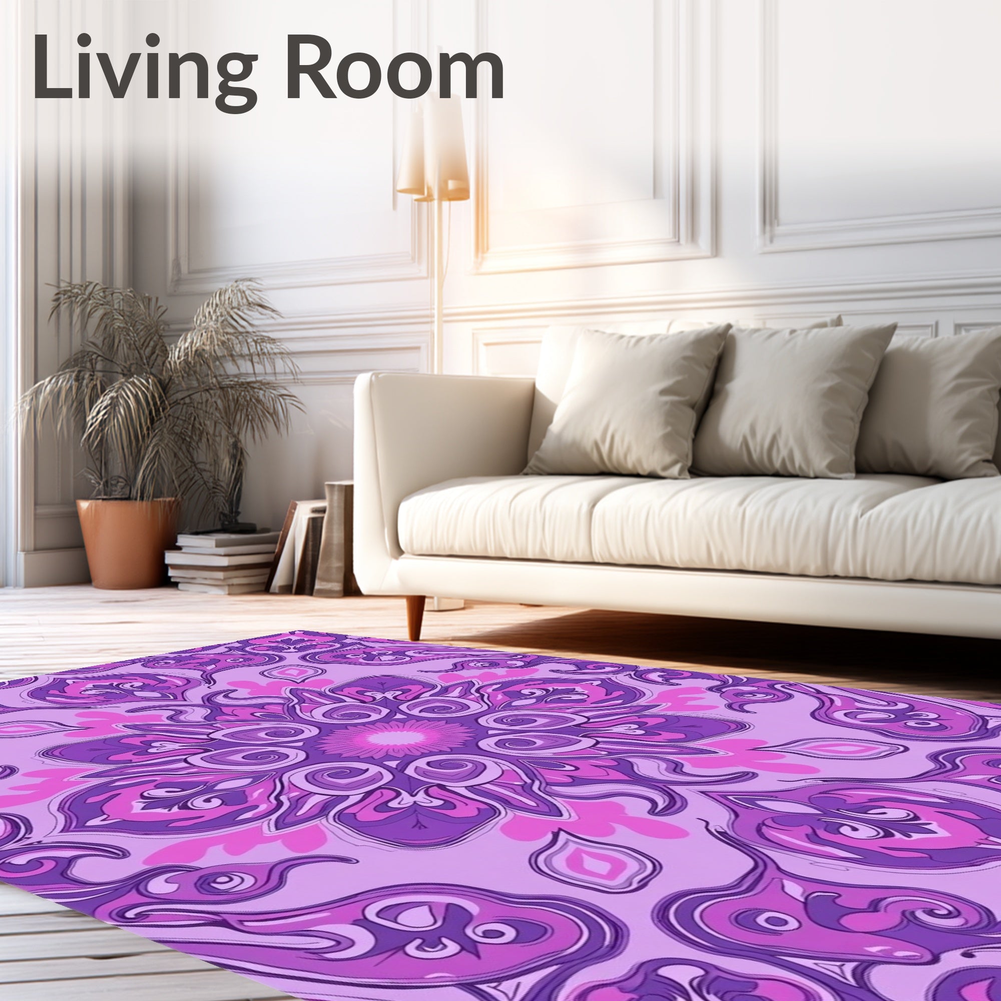 Lavender Purple Abstract Floral Mandala Rug