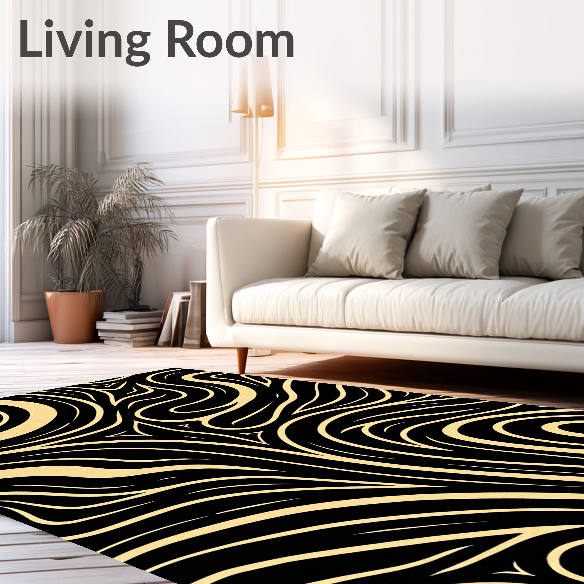Black and Gold Swirl Organic Rug
