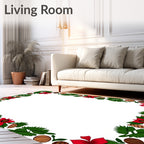 Festive Green Pine Red Bow Wreath Rug