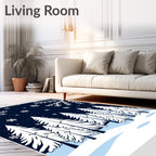 Winter Snowfall Forest Landscape Rug