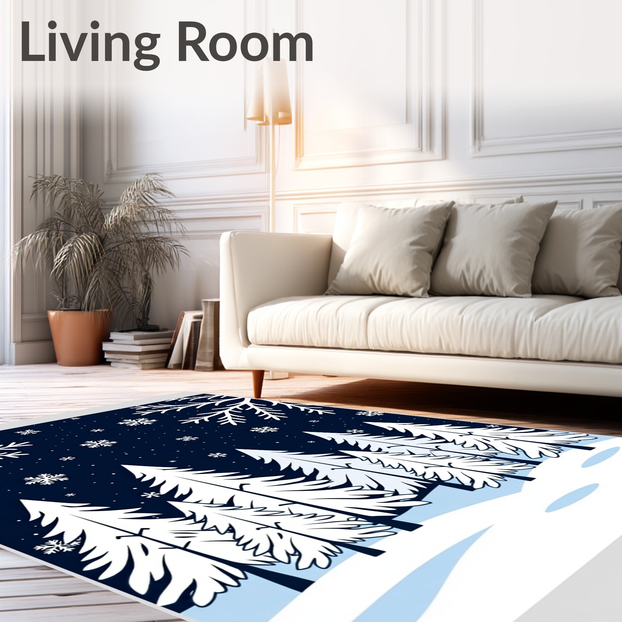 Winter Snowfall Forest Landscape Rug