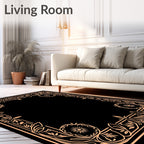 Peach Art Nouveau Floral Bordered Rug