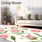 Pink Roses and Golden Stars Garden Rug