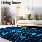 Electric Blue Hexagonal Symmetrical Spires Rug