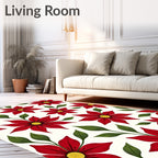 Red Poinsettia Floral Harmony Rug