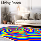 Vibrant Rainbow Swirl Abstract Rug