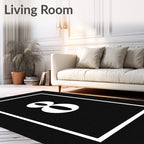 Bold Black White Number Eight Frame Rug