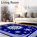 Cobalt Blue Sun Snowflake Medallion Rug