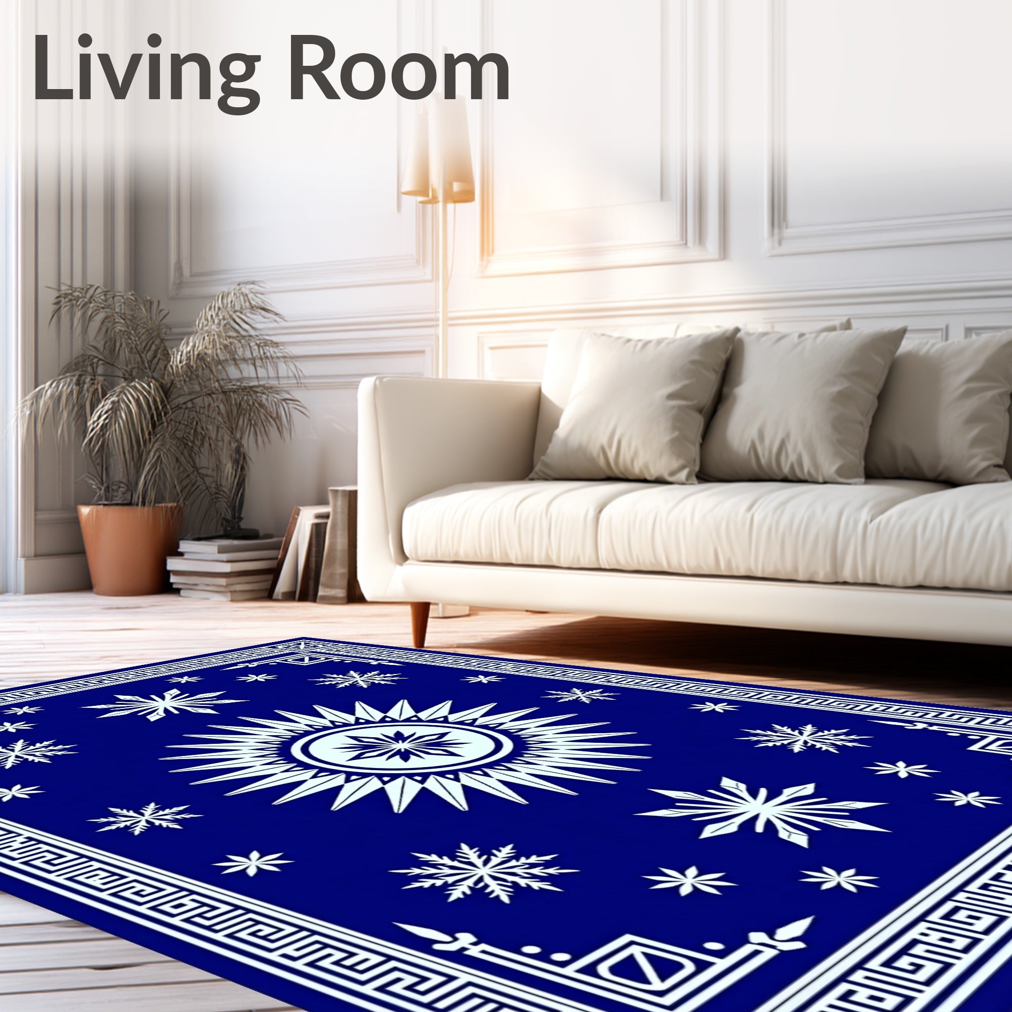 Cobalt Blue Sun Snowflake Medallion Rug