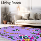Floral Raccoon Medallion Lavender Rug