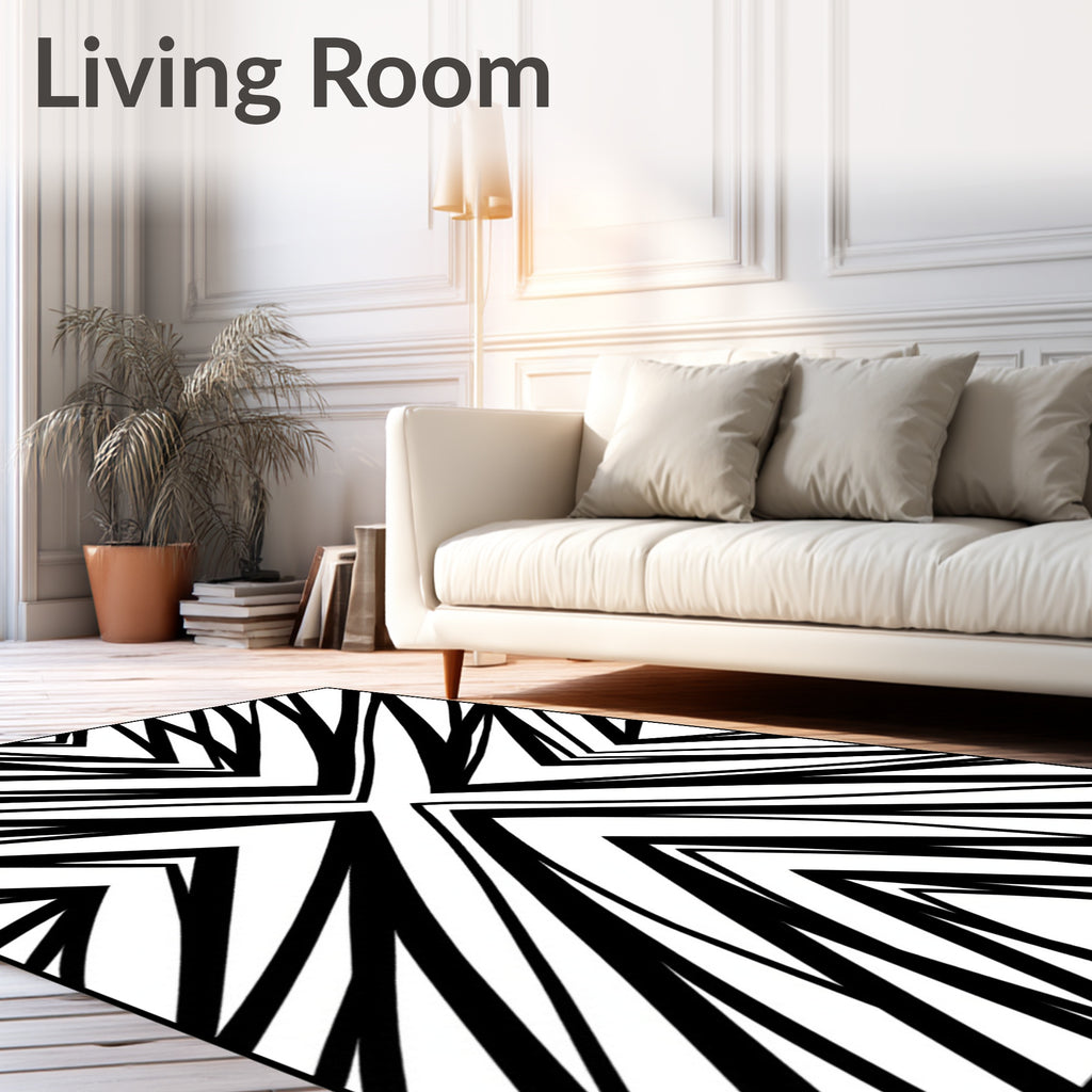Sharp Black White Diagonal Strike Rug