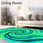 Vibrant Aqua Green Swirl Rug