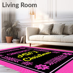 Bright Pink Snowflake Border Christmas Rug