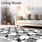 Primitive Black And White Glyph Art Rug
