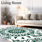 Forest Green Mandalas Floral Symmetry Rug