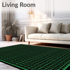 Geometric Black Squares Grid Rug