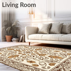 Ornate Brown Floral Medallion Art Nouveau Rug