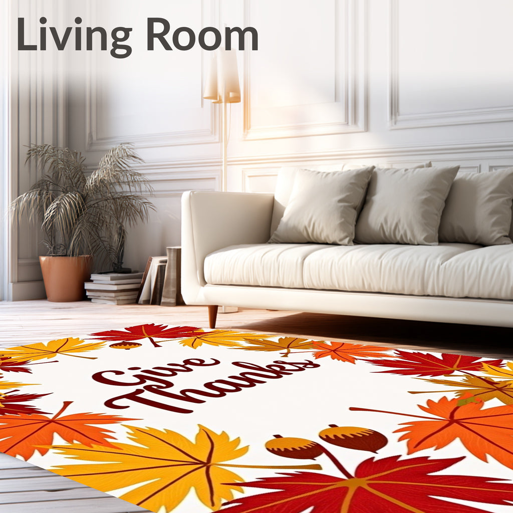 Autumn Maple Leaf Acorn Garland Rug