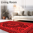 Crimson Scarlet Intricate Floral Medallion Rug