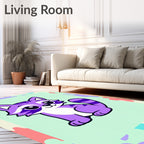 Purple Cat With Stripes Border Rug