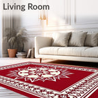 Crimson Cream Radial Medallion Frame Rug
