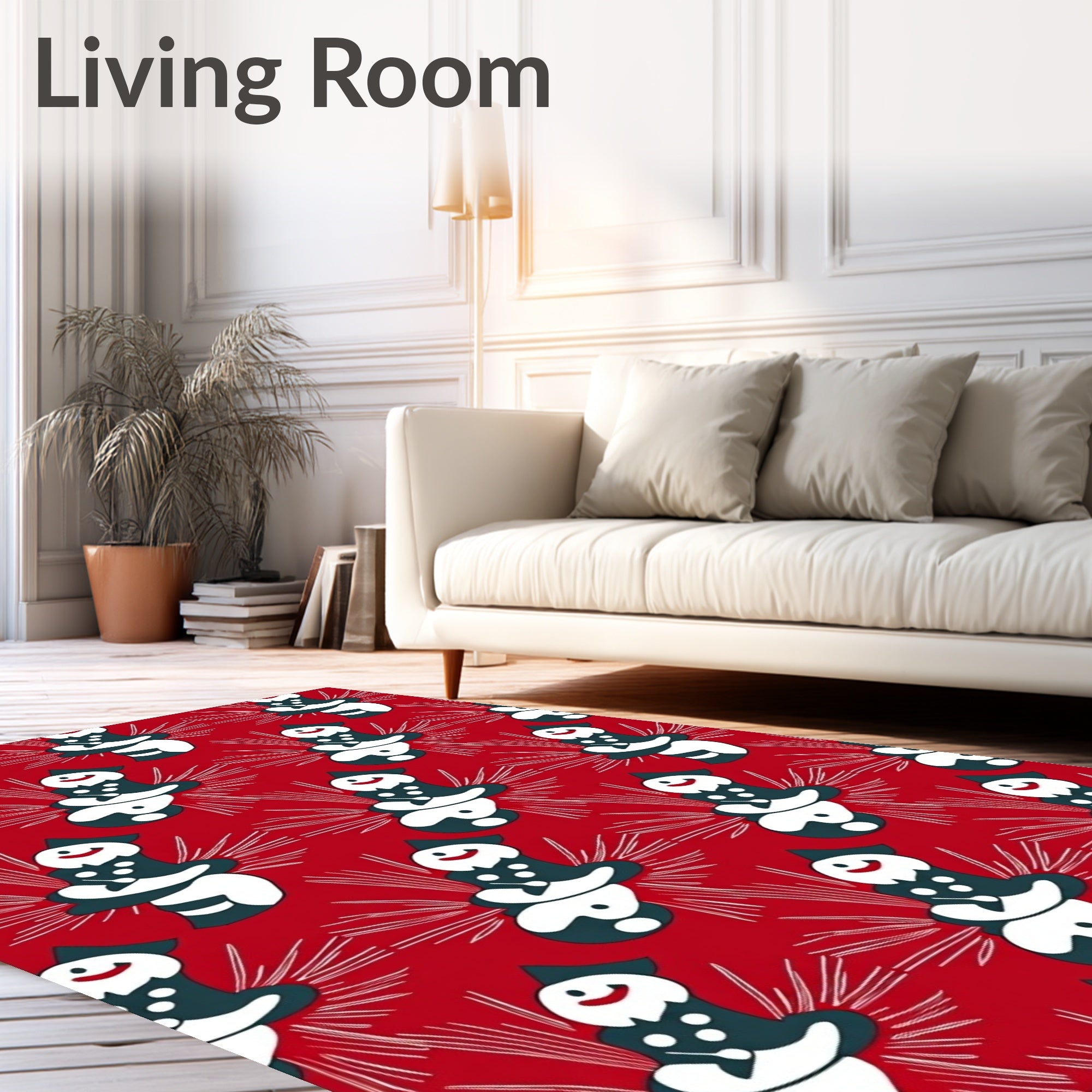 Whimsical Snowman Red Burst Rug