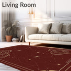 Rich Burgundy Celestial Rose Constellation Rug