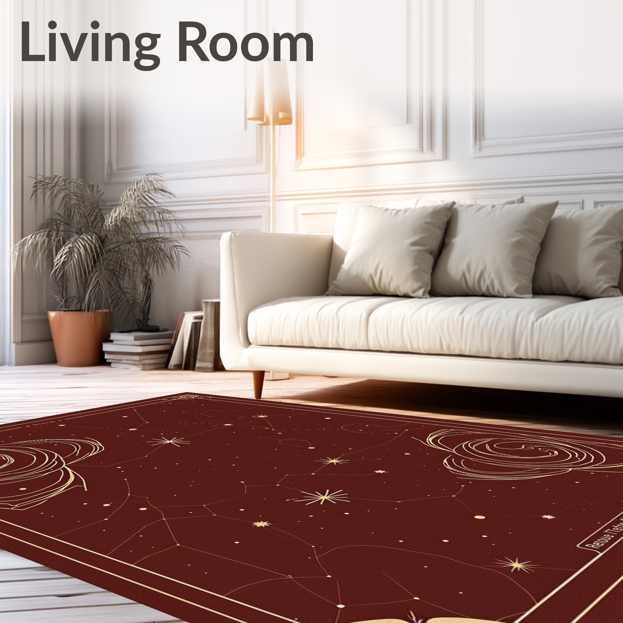 Rich Burgundy Celestial Rose Constellation Rug