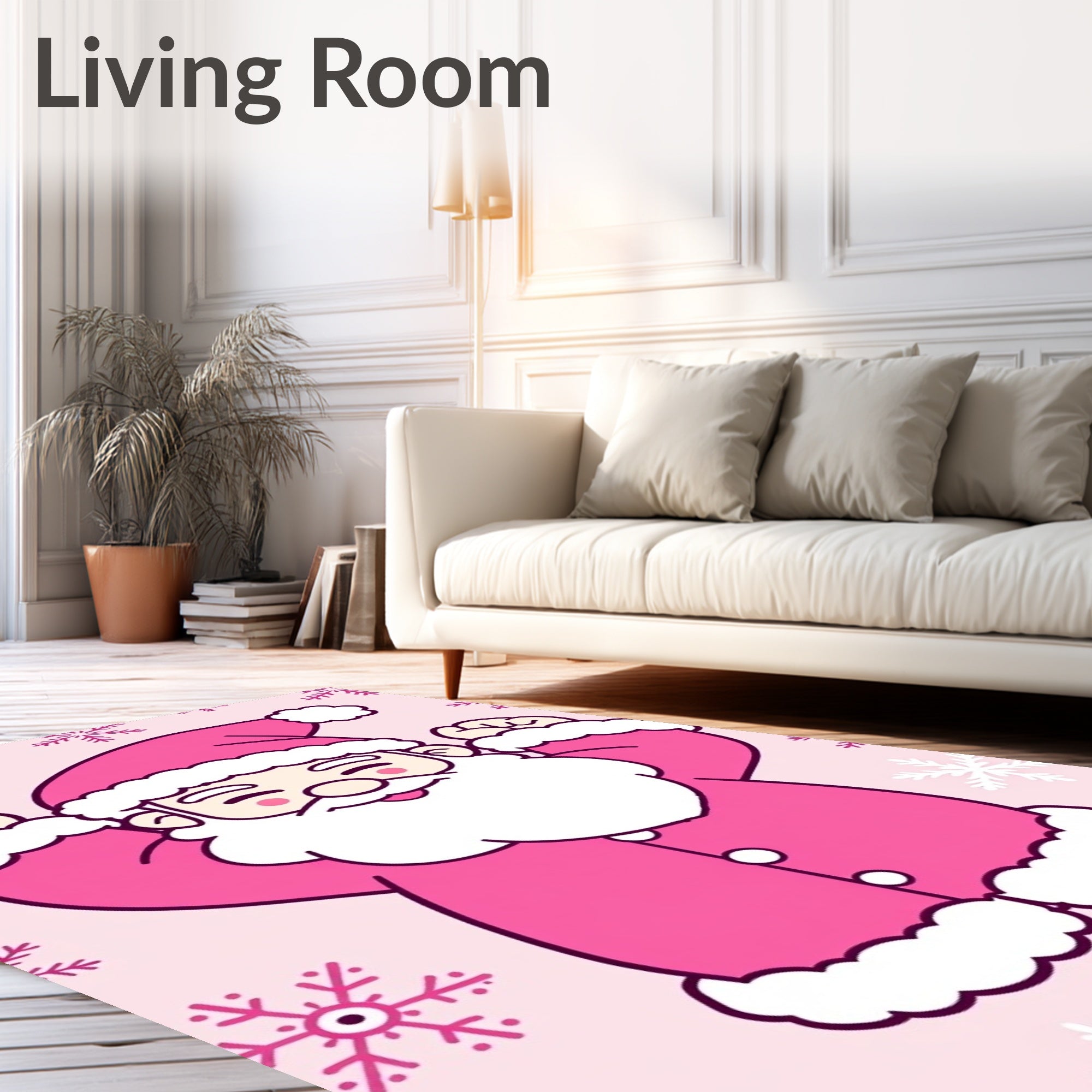 Pink Santa Claus Snowflake Accents Rug