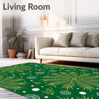 Green Yellow Fern Snowflake Medallion Rug