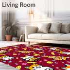 Whimsical Orange Cat Smiley Face Rug