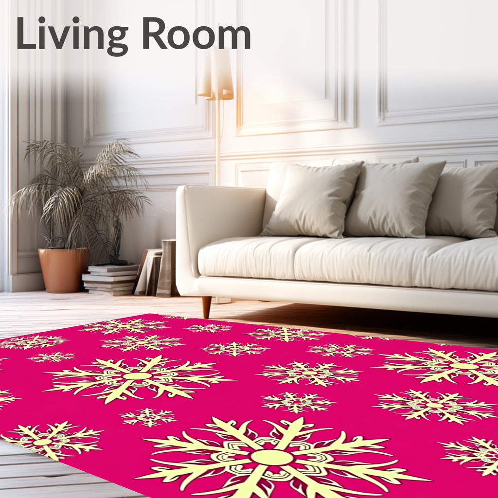 Bright Pink Snowflake Imprint Rug