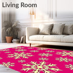 Bright Pink Snowflake Imprint Rug
