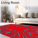 Red Circuit Board Neon Lines Rug