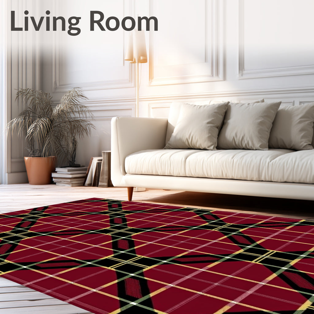 Deep Crimson Tartan Plaid Diamonds Rug