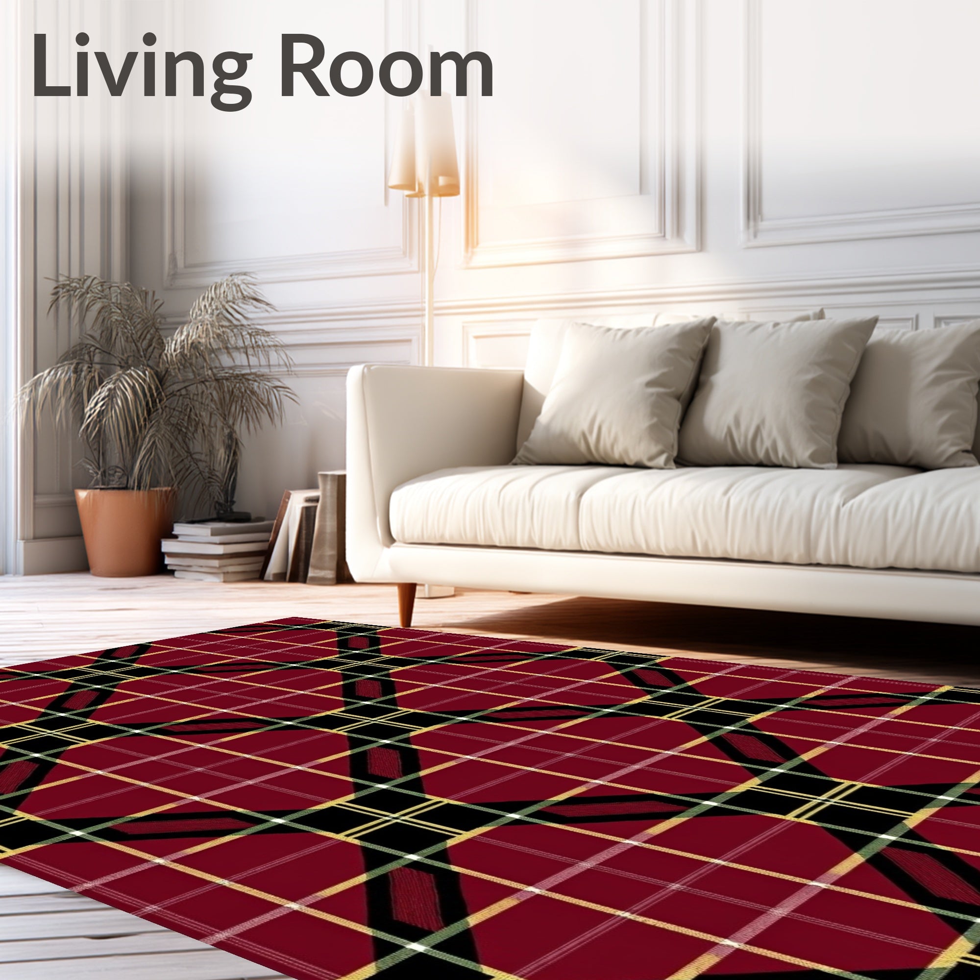 Deep Crimson Tartan Plaid Diamonds Rug