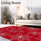 Crimson White Poinsettia Foliage Rug