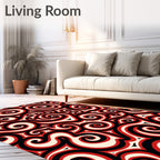 Bold Red Swirls Abstract Art Rug