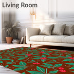 Crimson Berry Leaf Foliage Medley Rug
