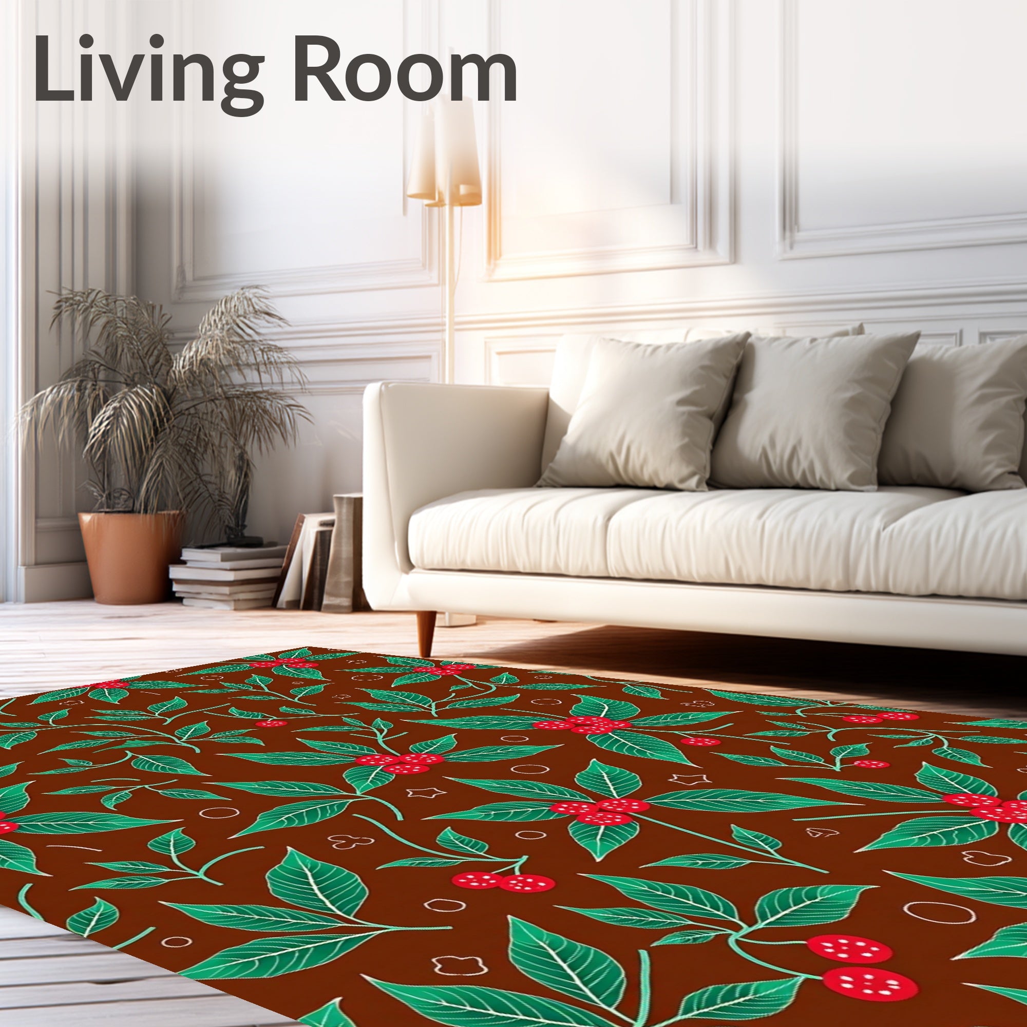Crimson Berry Leaf Foliage Medley Rug