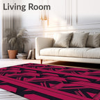 Crimson Geometric Deconstructed Stripe Rug