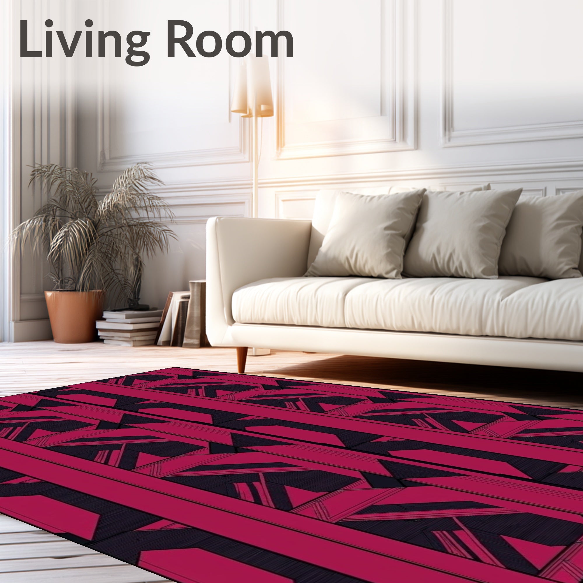 Crimson Geometric Deconstructed Stripe Rug
