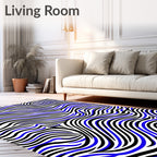 Bold Blue Black Wavy Stripes Rug